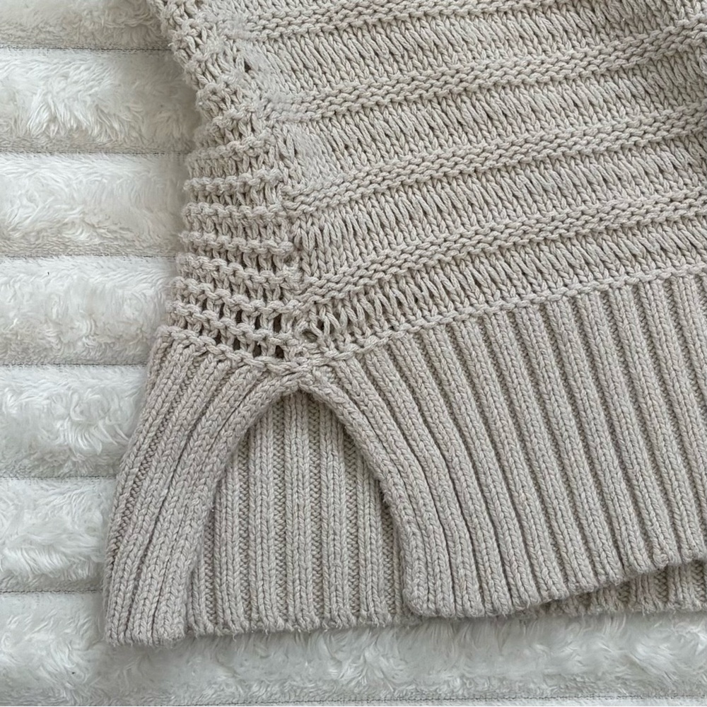 LUCKY BRAND Textured Hoodie in Straw Heat Knit Beige Small - Picture 7 of 10